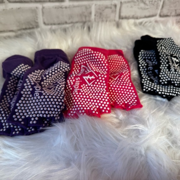 None Other - Yoga toeless set Women's Non-Slip Grip Socks - Purple, Pink, Black
